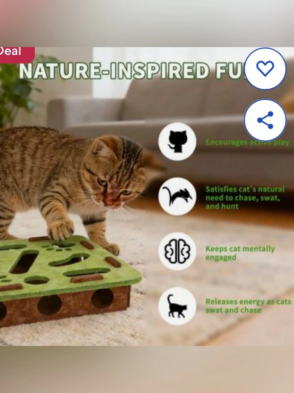😸 Interactive Felt Puzzle Mat for Cats l - Green